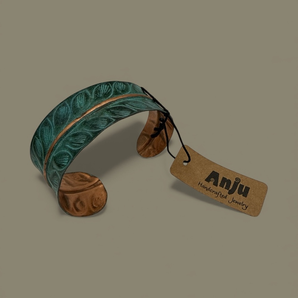 NWT- Anju Copper Patina Leaf Cuff Bracelet - Size 7.25”